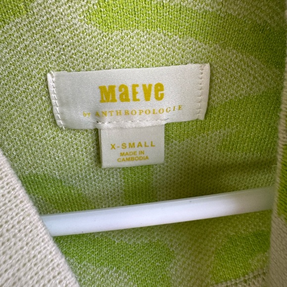 Anthropologie Maeve Lime and Cream Knit Sweater - Picture 3 of 5